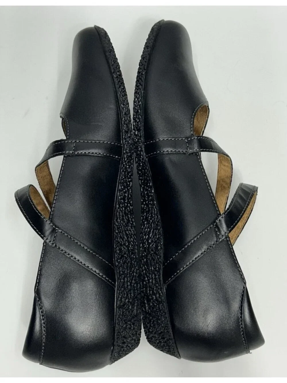 NEW Taos Banter Flats Leather Double Mary Jane Strap Black Women 8.5 MSRP $165